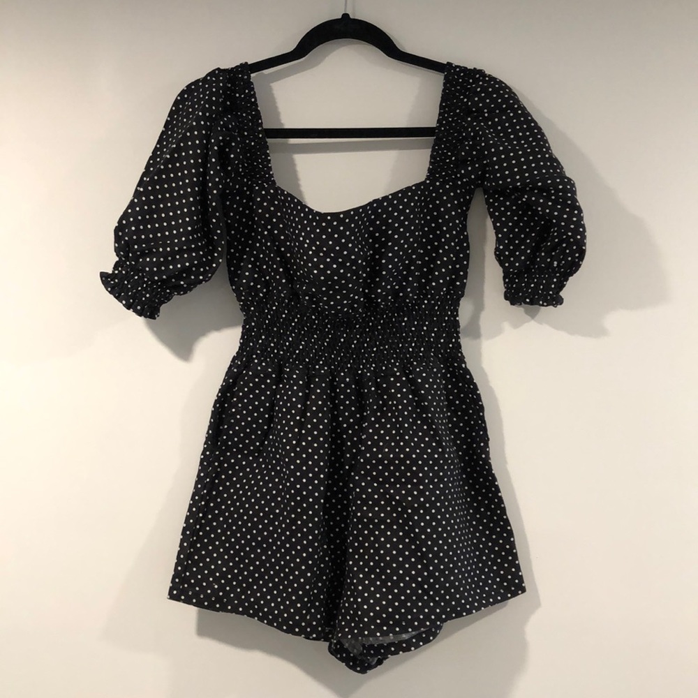 SOLD* WeWoreWhat Smocked Linen Romper - Picture 4 of 9